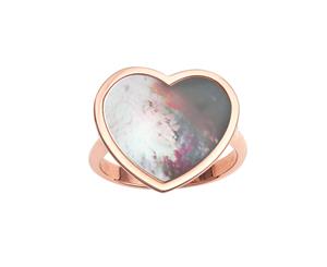 14k Rose Gold Heart Mother Of Pearl Ring Size 7 - Pink