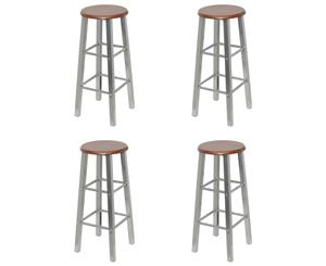 4x Bar Stools Metal with MDF Seat Indoor Kitchen Side Dining Chairs
