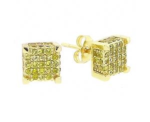 925 Sterling MICRO PAVE Ear Stud - CUBE 8mm full gold - Gold