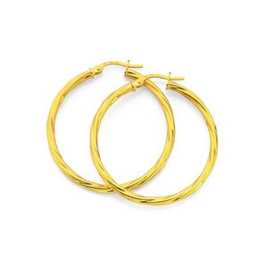 9ct Gold 30mm Twist Hoop Earrings