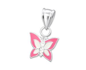Children's Silver Pink and White Butterfly Pendant