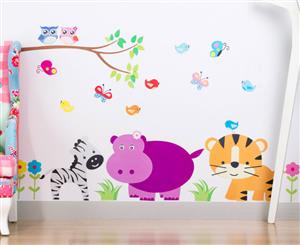 Children's Wall Decals - Zebra Hippo & Tiger