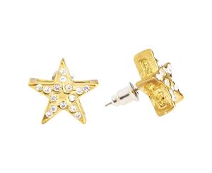 Iced Out Bling Hip Hop Earrings - SUPER STAR 12mm gold - Gold