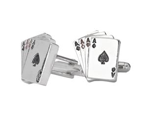 Iced Out Hip Hip Cuff Links - Aces Bling - Silver