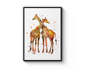 Loving Giraffes Wall Art - Black Frame