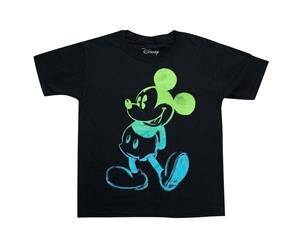 Mickey Mouse Glow In The Dark Youth Boys Black Tee Shirt