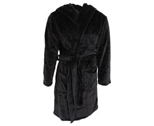Pierre Roche Mens Soft Touch Hooded Dressing Gown (Black) - N1160