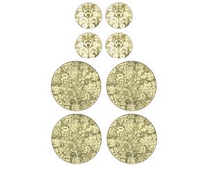 Pimpernel Damask Gold Round Placemats and Coasters Set of 4