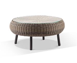 Plantation Hamptons Outdoor Round Wicker Coffee Table - Outdoor Tables - Brushed Wheat Wicker