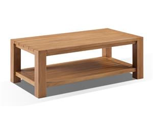 Rectangle Aluminium Coffee Table In Teak Timber Look Finish - Outdoor Aluminium Tables