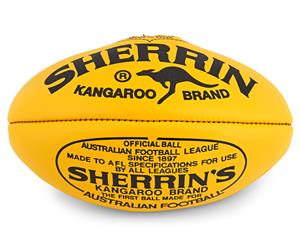 Sherrin Kangaroo Brand Size 5 Leather Football - Yellow