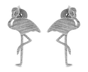 Short Story Flamingo Earrings - Silver