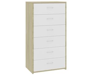Sideboard with 7 Drawers White Sonoma Oak 50x34x96cm Chipboard Cabinet