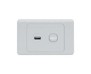 Single Gang Wall Plate Switch with 2.1A USB Socket Charger