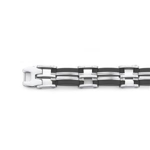 Steel 21cm Black Resin Link Bracelet