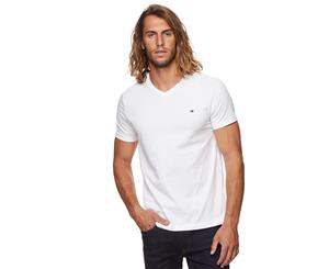 Tommy Hilfiger Men's Flag V-Neck Tee / T-Shirt / Tshirt - White