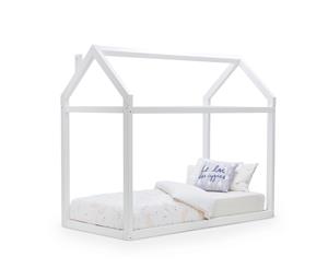 White Nordic Scandinavian Single House Shaped Bed Frame for Kids