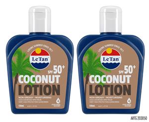 2 x Le Tan Coconut Lotion Sunscreen SP50+ 125mL