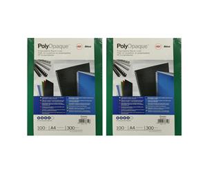 2x 100pc GBC Binding Cover A4 Polypropylene Report Folder 300 Micron Cover Green