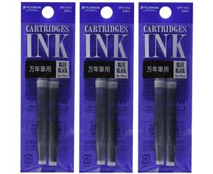 6pc (3 x 2/pk) of Platinum Fountain pen Ink Cartridges  Blue Black