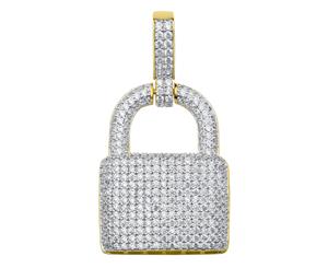 925 Sterling Silver Micro Pave Pendant - LOCK gold - Gold