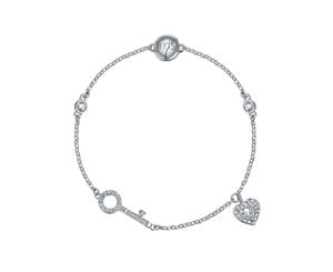 Affinity Collection Heart and Key clear crystals Rhodium Plated