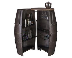 Bar Cabinet Wine Rack Storage for 80 Bottles Iron Barrel with Wood Top