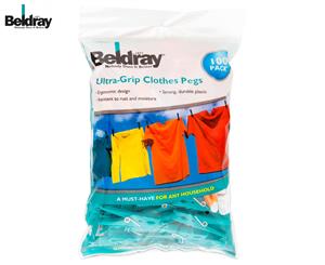Beldray Ultra Grip Clothes Pegs 100-Pack - Turquoise/Orange/White
