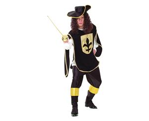 Bristol Novelty Mens Musketeer Costume (Black/Gold) - BN1740