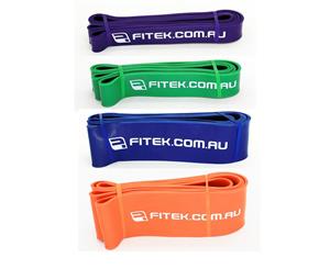 FITEK 41inch Powerband Resistance Package - Pack of 4 Bands Purple Green Blue & Orange