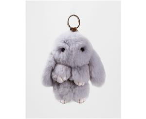 Faux Fur Bunny Keychain Grey