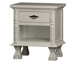 Jepara Timber Bedside Table with 1 Drawer in White