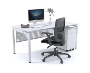 Literail Office Desk White Floating Sqaure Leg [1200L x 800W] - white white modesty