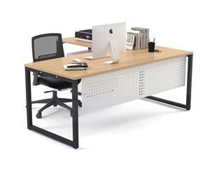 Litewall Evolve - L-Shaped Office Desk Office Furniture [1600L x 1550W] - maple white modesty