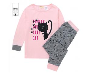 MeMaster - Junior Girls Cat Pyjama Set - Pink