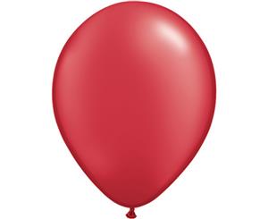 Qualatex 11 Inch Round Plain Latex Balloons (100 Pack) (Pearl Ruby Red) - SG4586
