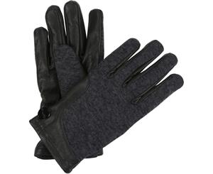 Regatta Womens/Ladies Gelsey Pig Skin Warm Leather Fleece Lined Gloves - Black/Ash