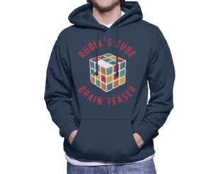 Rubik's Cube Brain Teaser Men's Hooded Sweatshirt - Navy Blue