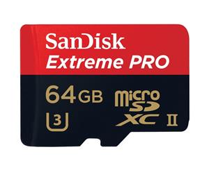 SanDisk 64GB 275MB/s Extreme PRO UHS-II microSDXC Memory Card with USB 3.0 Adapter - SDSQXPJ-064G