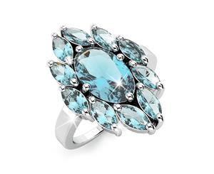 Solid Sterling Silver Blue Topaz Ring Size US 7