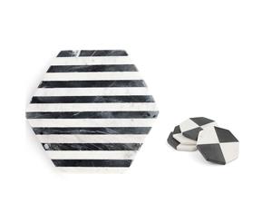 ThirstyStone Marble 4pc Octagon Coasters Set & 1pc Hexagon Trivet Combo Pack