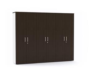 Uniform - 6 Door Large Storage Cupboard with Large Doors [white handle] - wenge