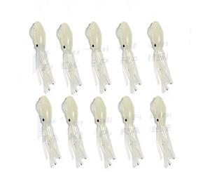 10x 80mm Glow Squid Soft Plastic Fishing Lures Lure Shrimp Game Snapper Rig