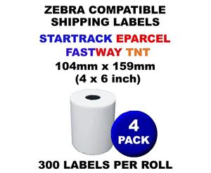 4 Rolls Zebra Compatible Direct Thermal Labels 150mm x 100mm