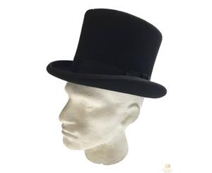 5.5" Premium Mad Hatter Top 100% Wool Magician Hat - Black
