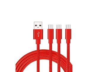 Catzon 1M 2M 3M 3Packs Micro USB Cable Nylon Braided Phone Cable Fast Charger Cable USB Cord -Red
