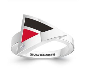 Chicago Blackhawks Diamond Ring For Women In Sterling Silver Design by BIXLER - Sterling Silver