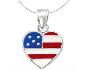 Children Usa Flag Sterling Silver Pendant