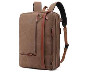 CoolBELL Convertible Backpack 17.3 Inch Laptop Business Briefcase-Canvas Coffee