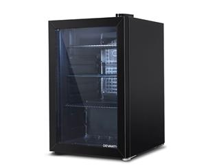 Devanti 70L Bar Fridge Glass Door Black Built-in Light Mini Freezer Refrigerator Cooler Home Office Commercial